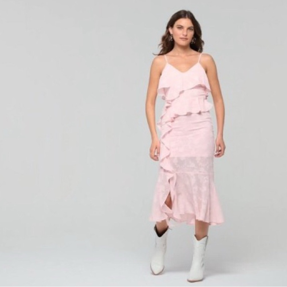 Pink Ruffled Midi Dress